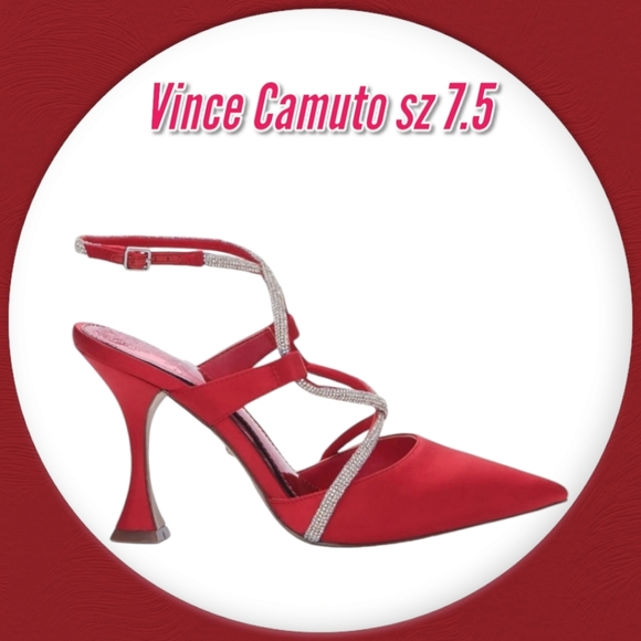 🔥TODAY ONLY 🔥Vince Camuto Red Shoes Heels Pointed Toe Satin New Sz 7.5 - Picture 1 of 9